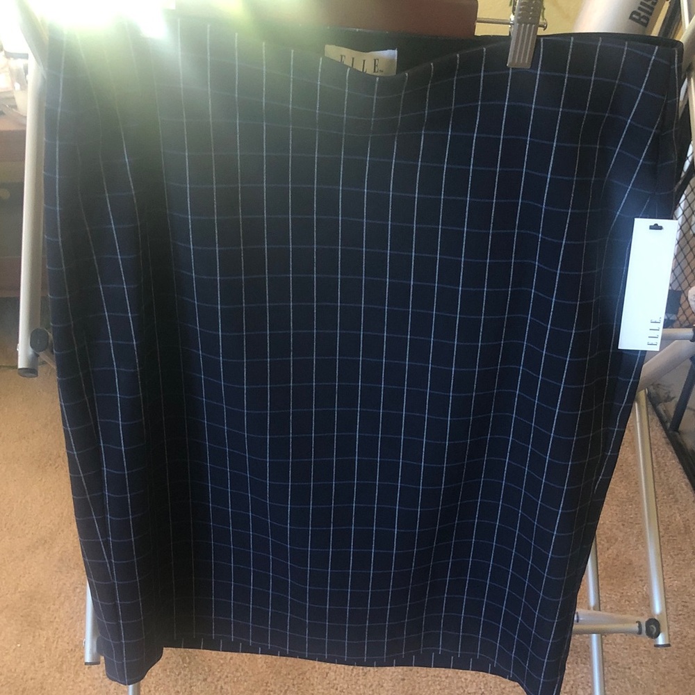 Elle Women's Dark Blue Grid Pencil Skirt